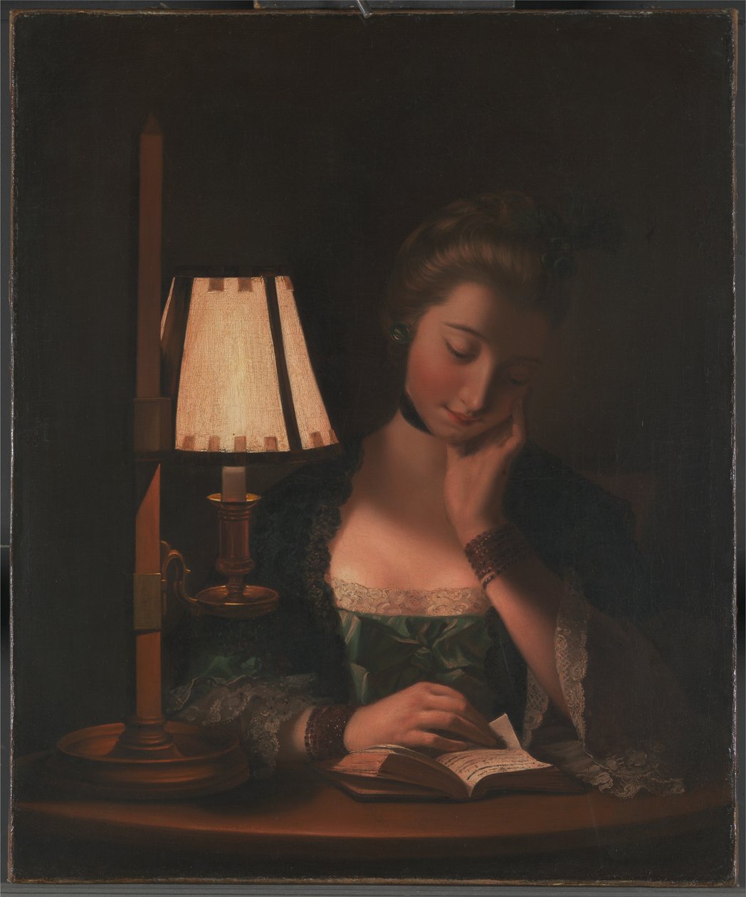 Žena čtoucí u stínu papírového zvonu od Henry Robert Morland