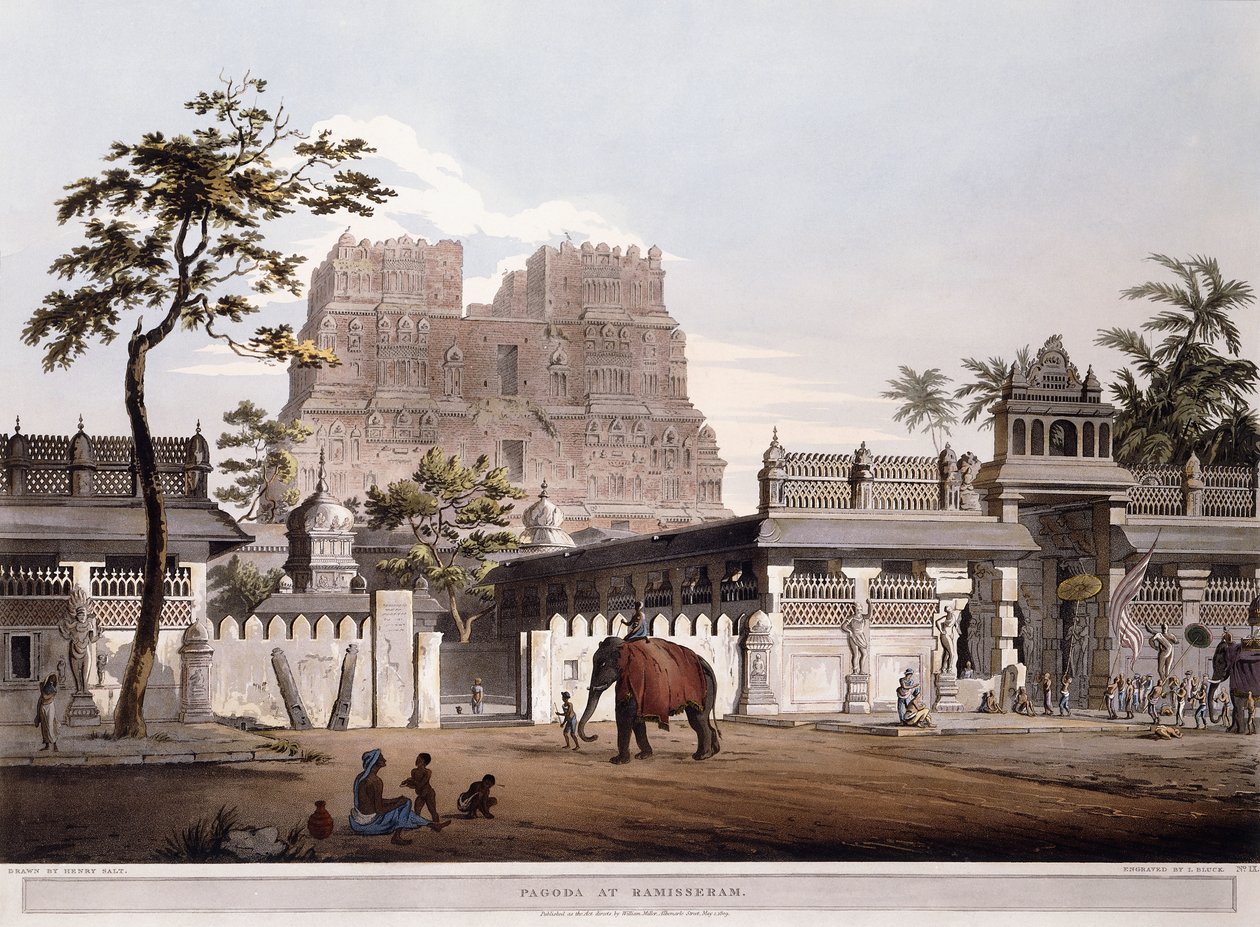 Pagoda v Ramiseram, 1803 od Henry Salt