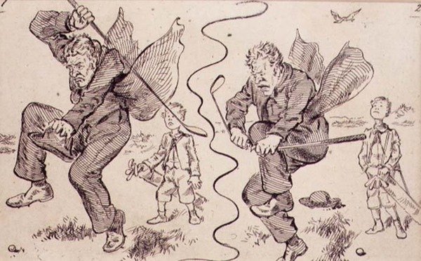 Frustrace na golfovém hřišti, ilustrace z časopisu 