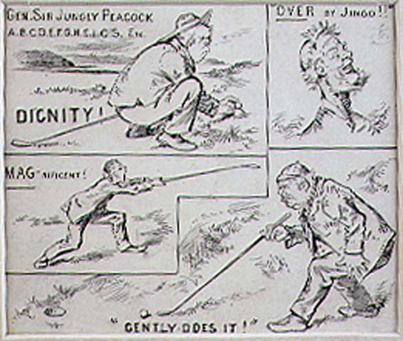 Golfové pohyby, ilustrace z časopisu Graphic, vyd. cca 1870 (litografie) od Henry Sandercock