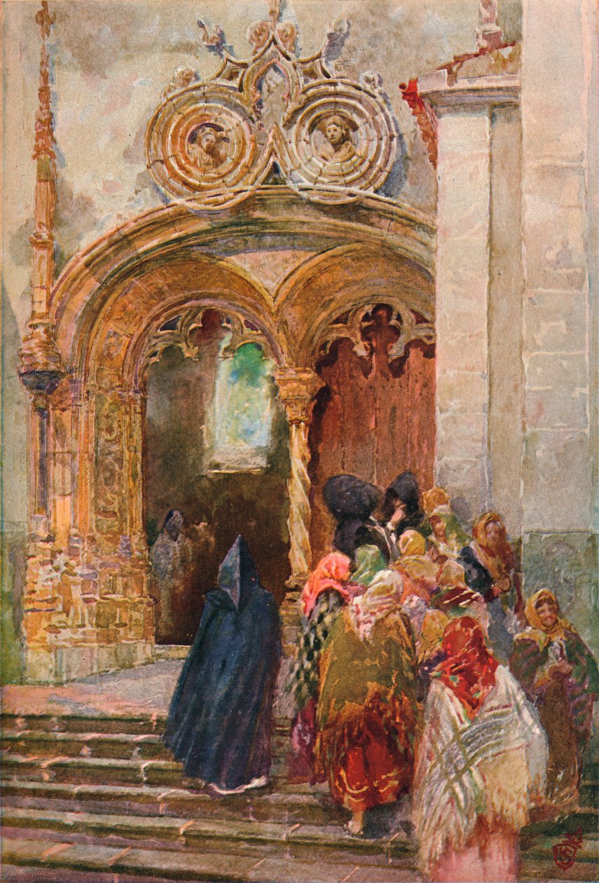 Jižní dveře kostela Matriz, Ponta Delgada, c1899 od Henry Sandham