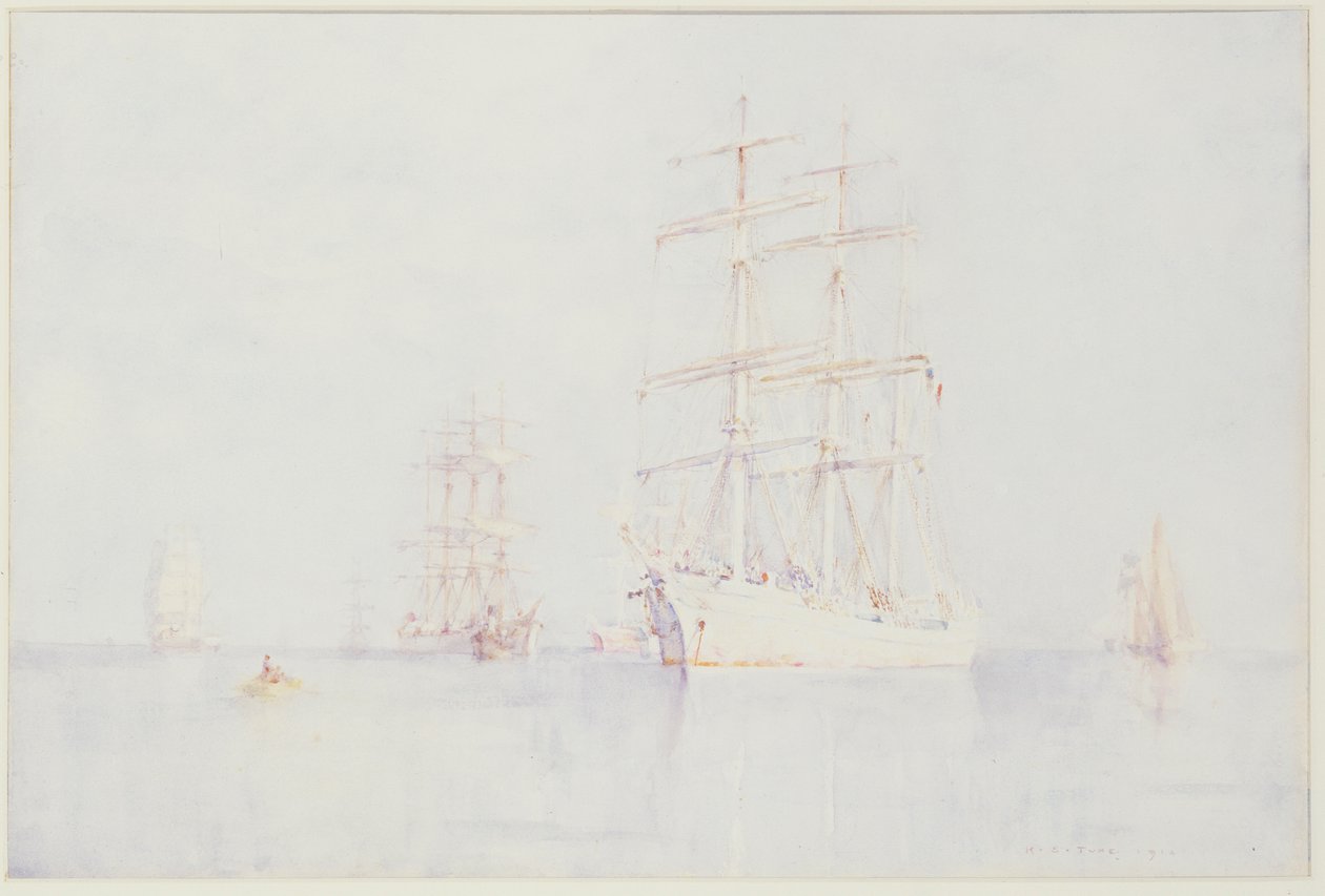 Moored Clippers, 1914 od Henry Scott Tuke