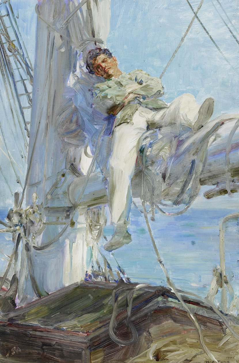 Sleeping Sailor, Falmouth 1905 (olej na plátně) od Henry Scott Tuke