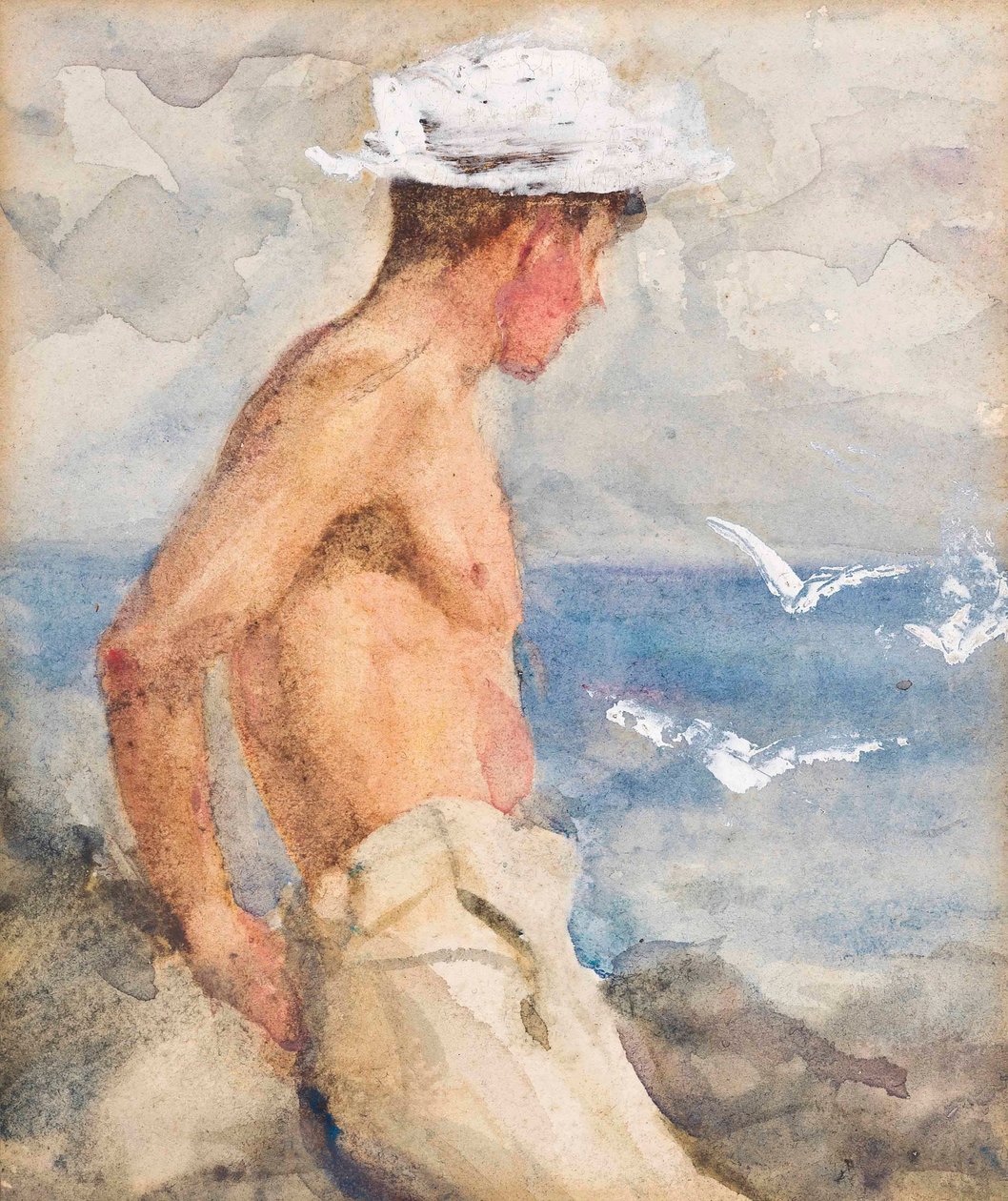 Studie mladého muže s výhledem na moře od Henry Scott Tuke