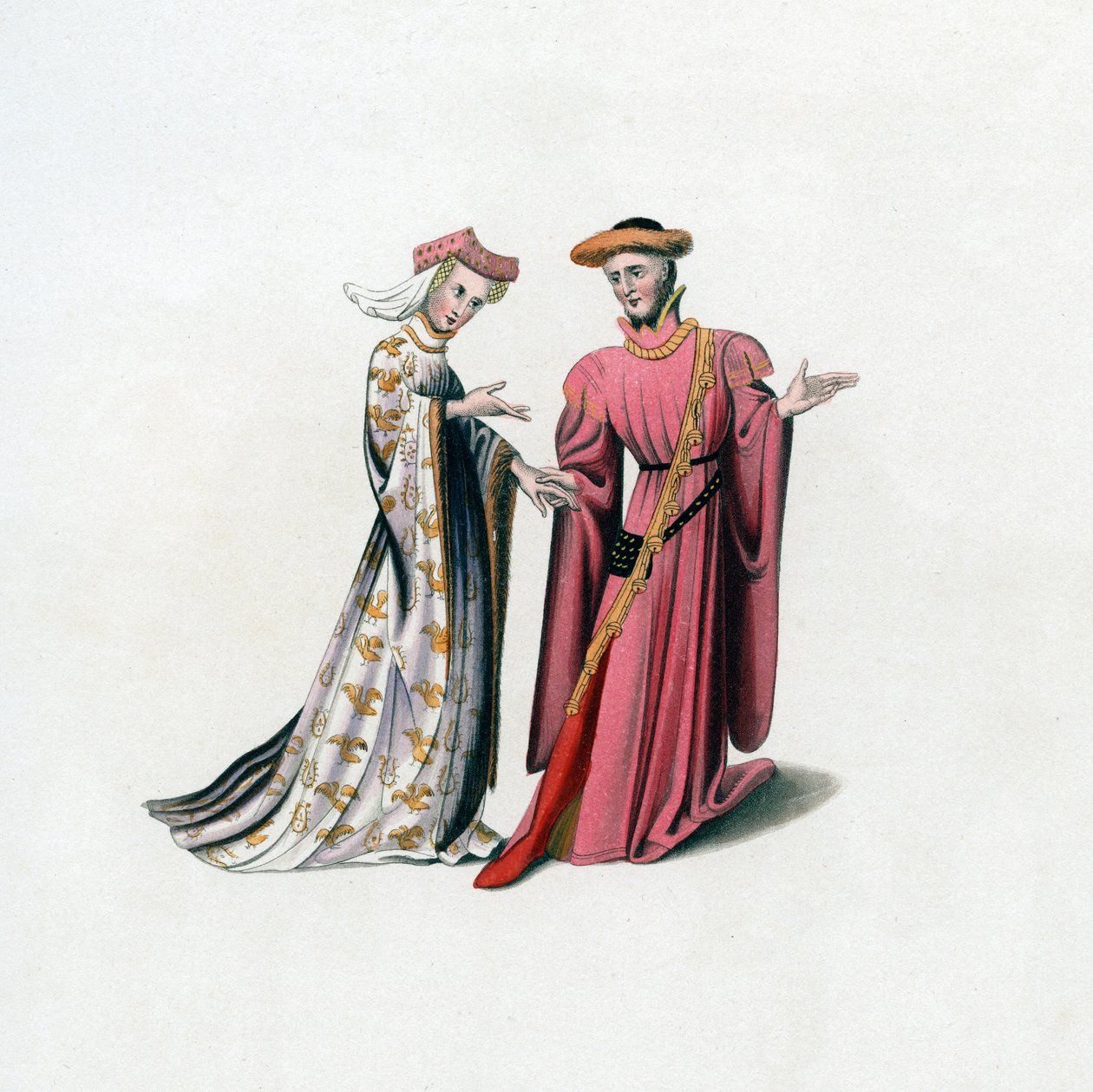 Dvorní šaty, 14. století, 1843. od Henry Shaw