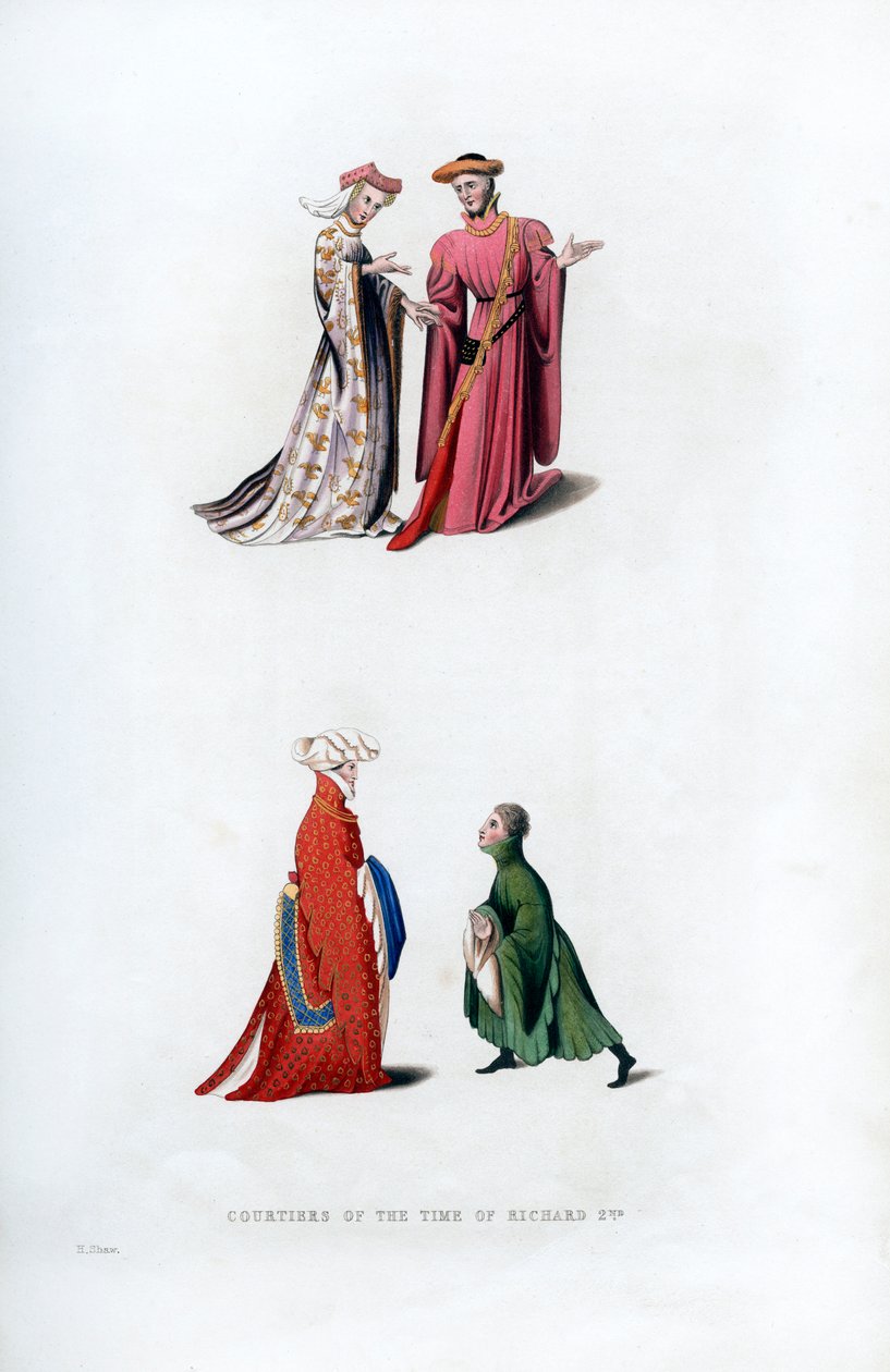 Dvorní šaty, 14. století, 1843. od Henry Shaw