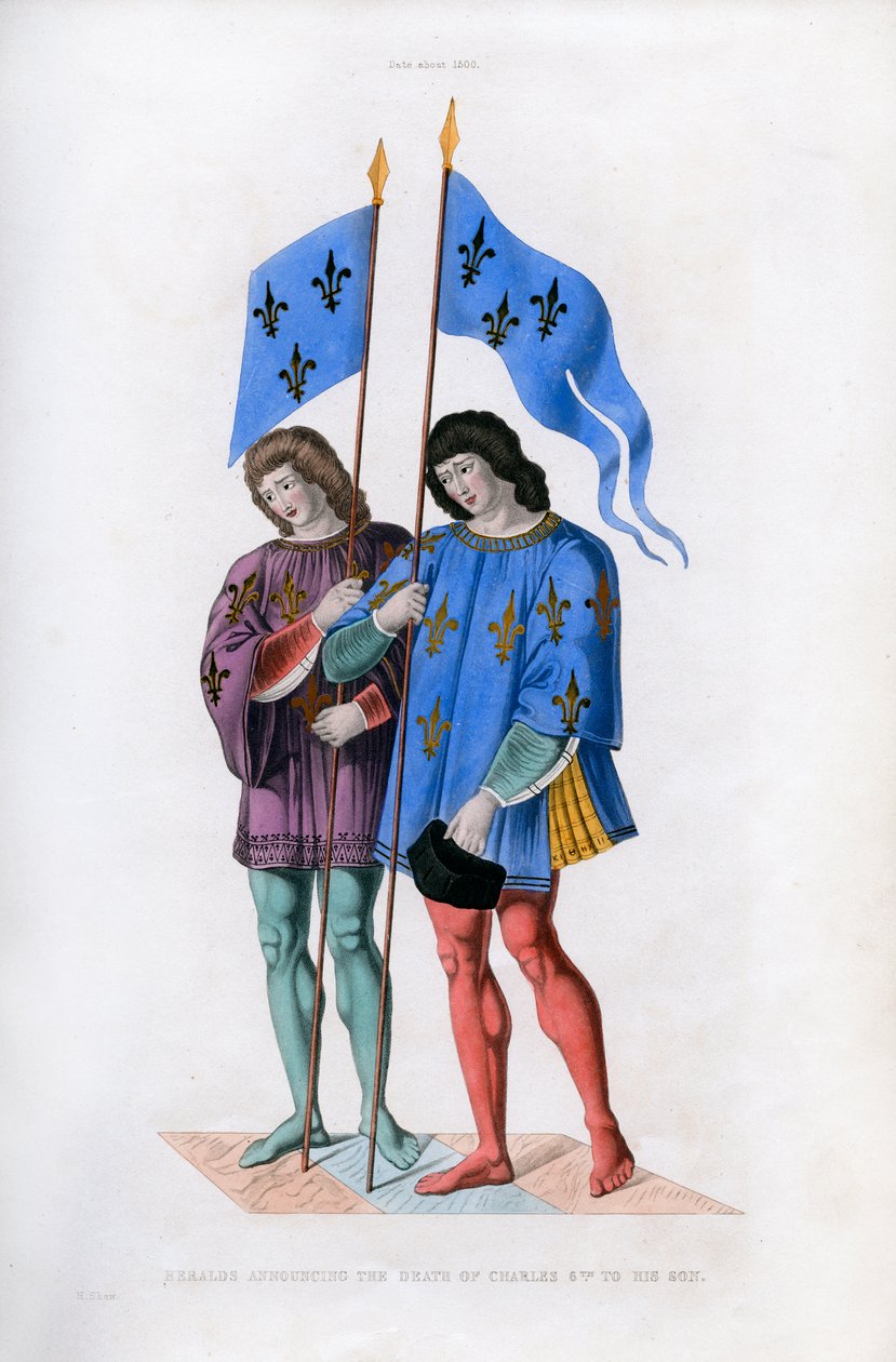 Herolds oznamující smrt Karla VI jeho synovi, c1500, 1843. od Henry Shaw