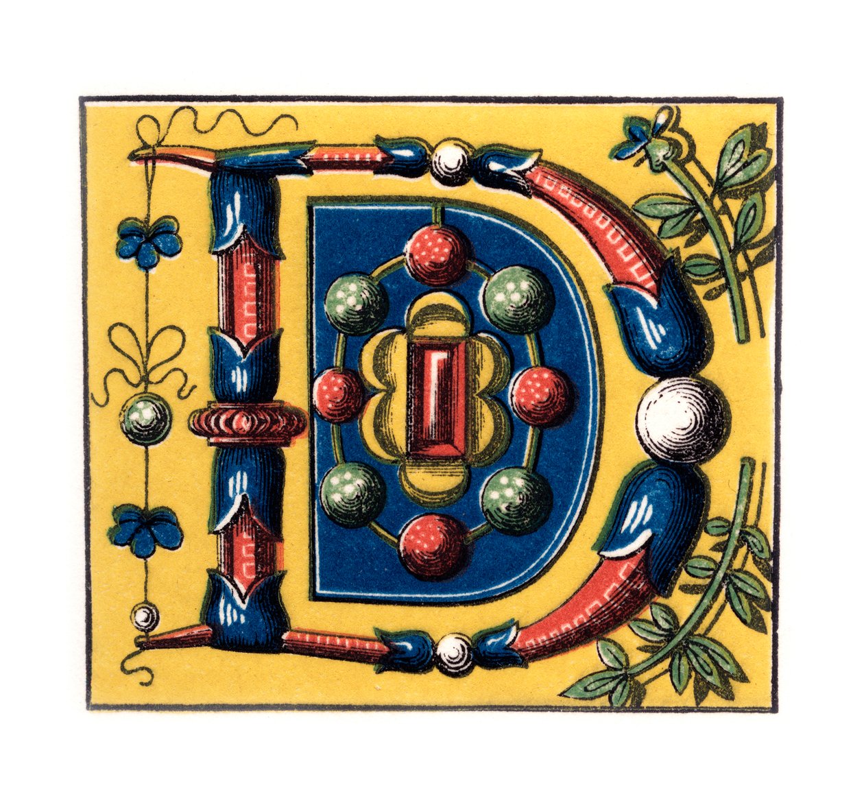 Počáteční písmeno D, 15. století, 1843. od Henry Shaw