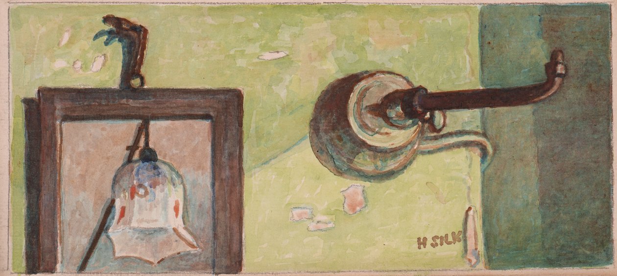 Plynová armatura a zrcadlo, cca 1930 od Henry Silk
