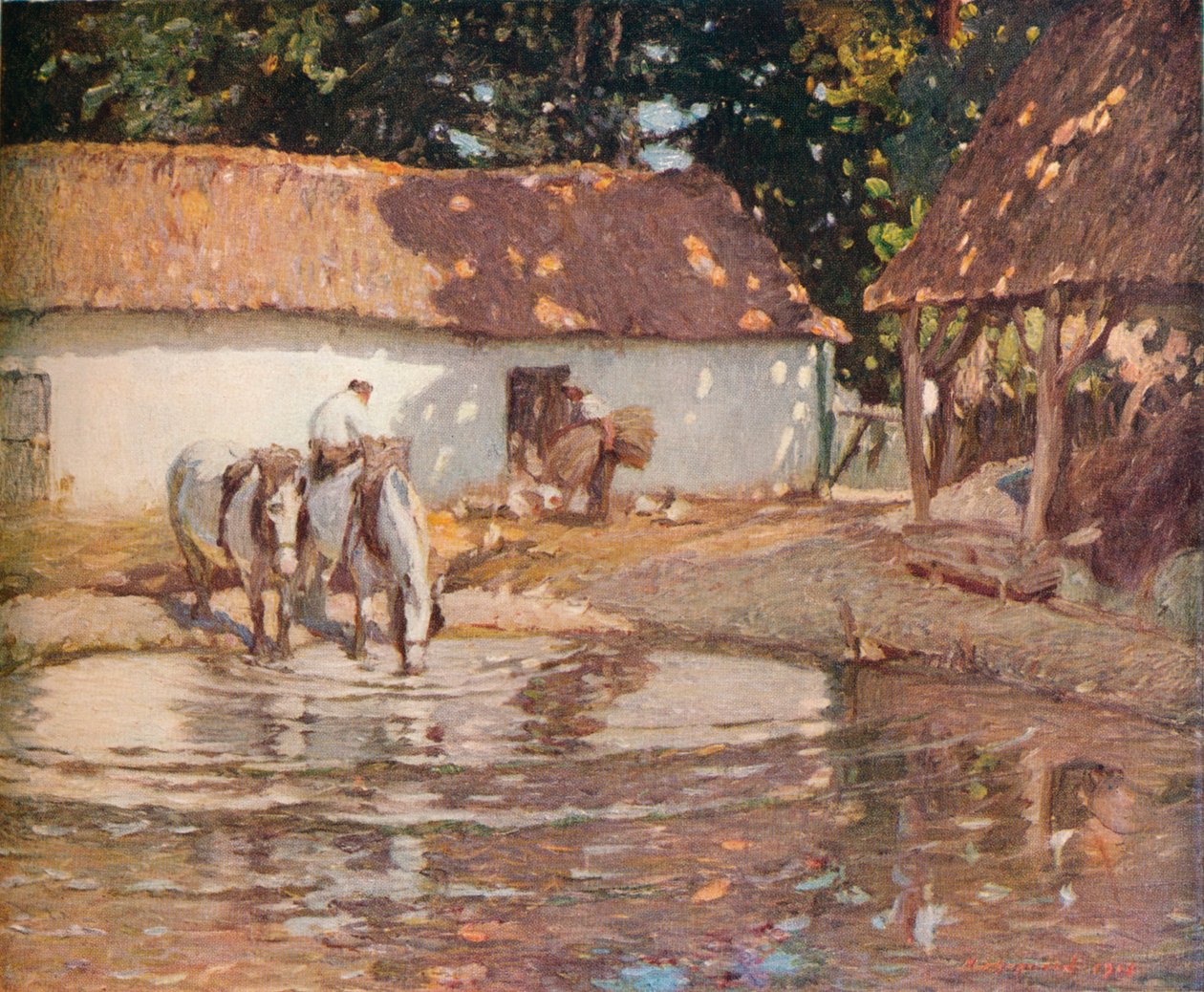 A Picardy Farmyard, c1900 od Henry Silkstone Hopwood