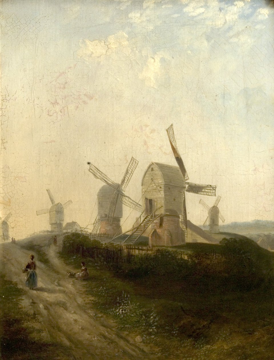 Větrné mlýny na Nottingham Forest, 1847 od Henry Smyth