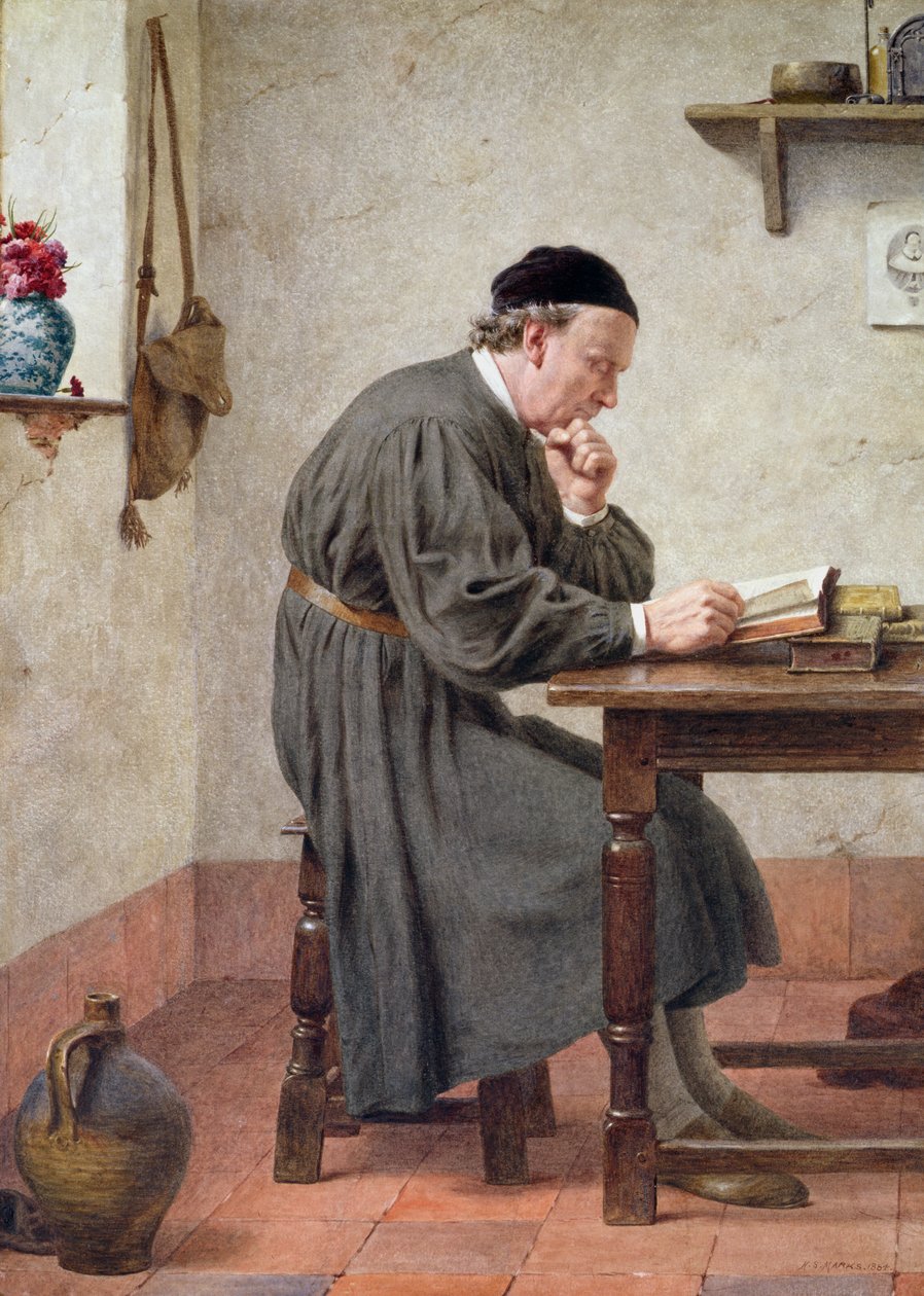 Jeho oblíbený autor, 1884 (wc) od Henry Stacey Marks
