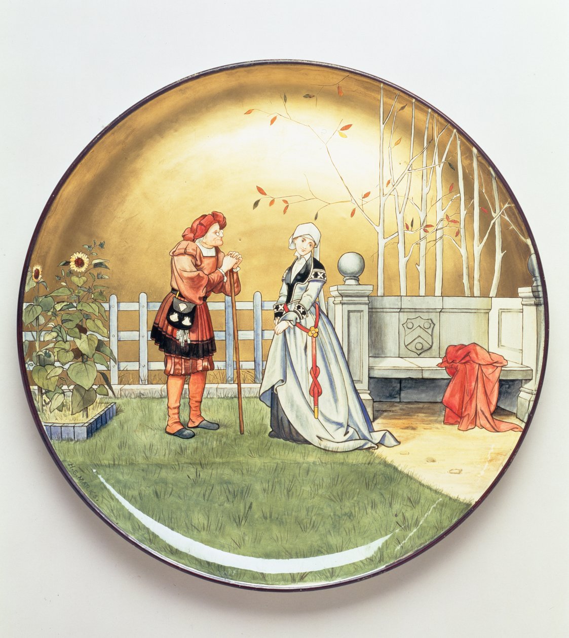 Šestý věk člověka, ilustrace Shakespearových The Seven Ages of Man, nabíjecí deska od Minton
