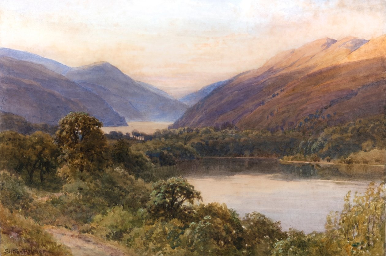 Modré jezero, Lake County, Kalifornie (akvarel) od Henry Sutton Palmer