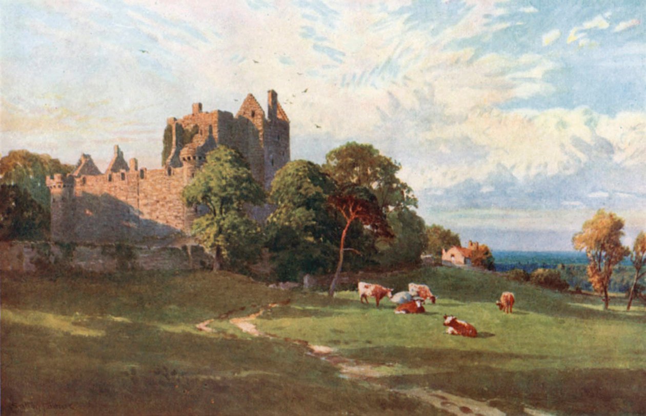 Hrad Craigmillar u Edinburghu (barevná litografie) od Henry Sutton Palmer