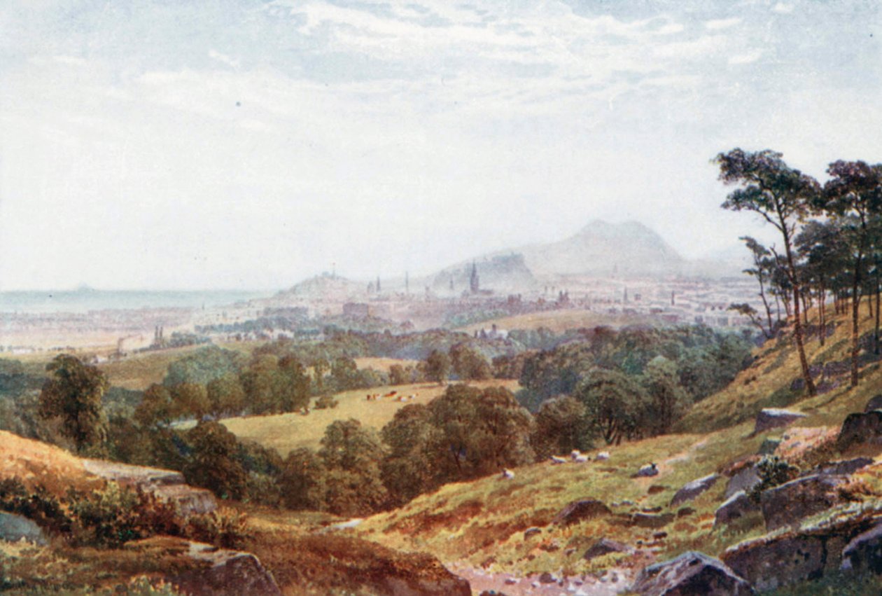 Edinburgh z knihy "Rest and be Thankful" (barevná litografie) od Henry Sutton Palmer