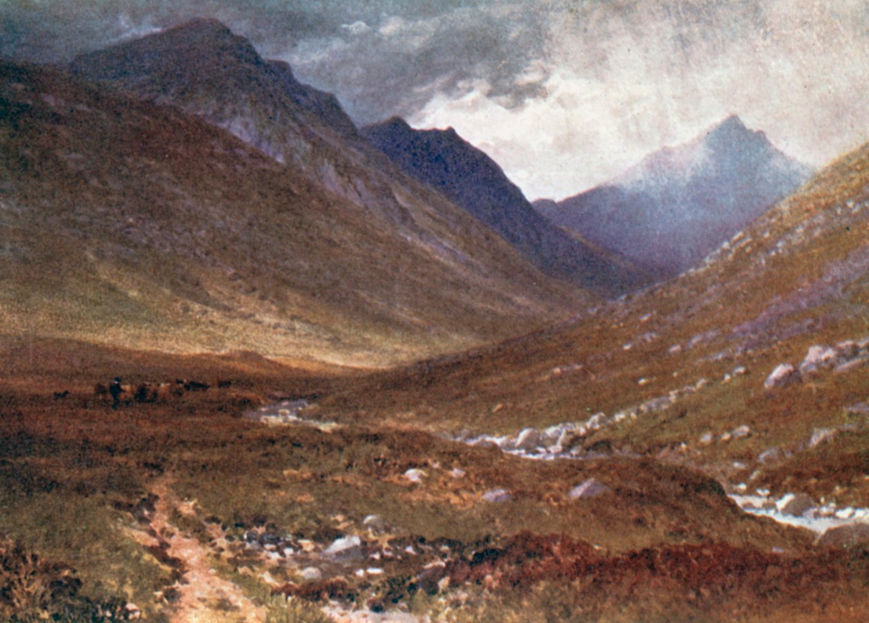 Glen Rosa, ostrov Arran (barevná litografie) od Henry Sutton Palmer