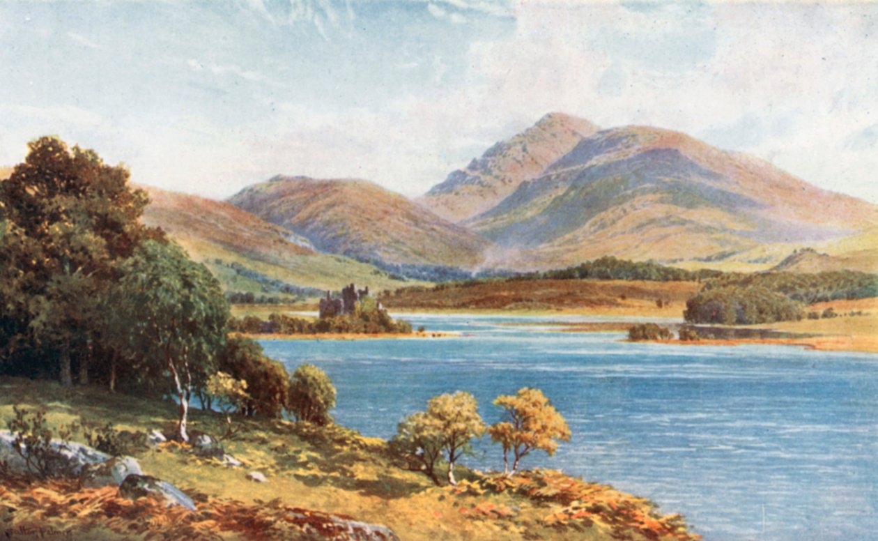 Kilchurn Castle, Loch Awe, Argyllshire (barevná litografie) od Henry Sutton Palmer