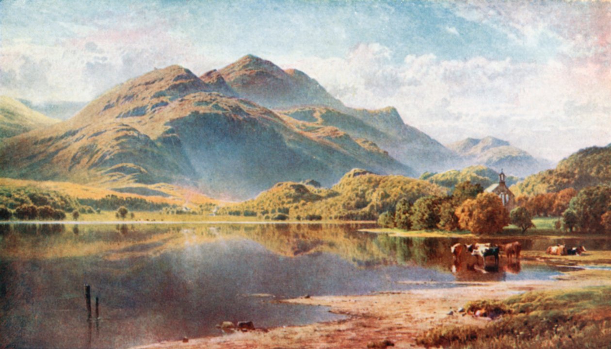 Loch Achray, Trossachs, Perthshire (barevná litografie) od Henry Sutton Palmer