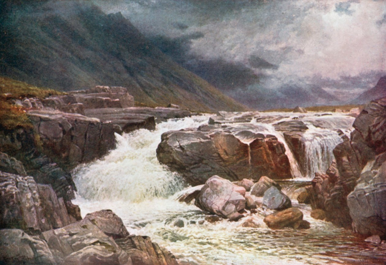 Řeka Coe, Glencoe, Argyllshire (barevná litografie) od Henry Sutton Palmer