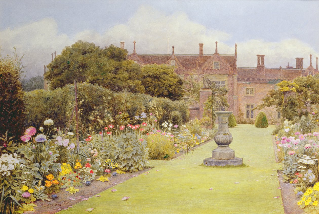 The Grass Walk, Helmingham Hall, 1892 (wc na papíře) od Henry Terry