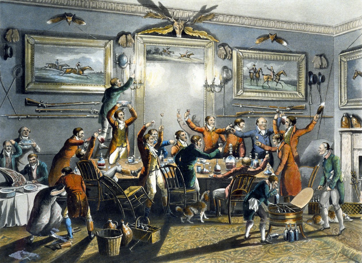 Přípitek, z „Foxhunting“, vyrytý Thomasem Sutherlandem (1785-1838) (barevně lito) od Henry Thomas (after) Alken