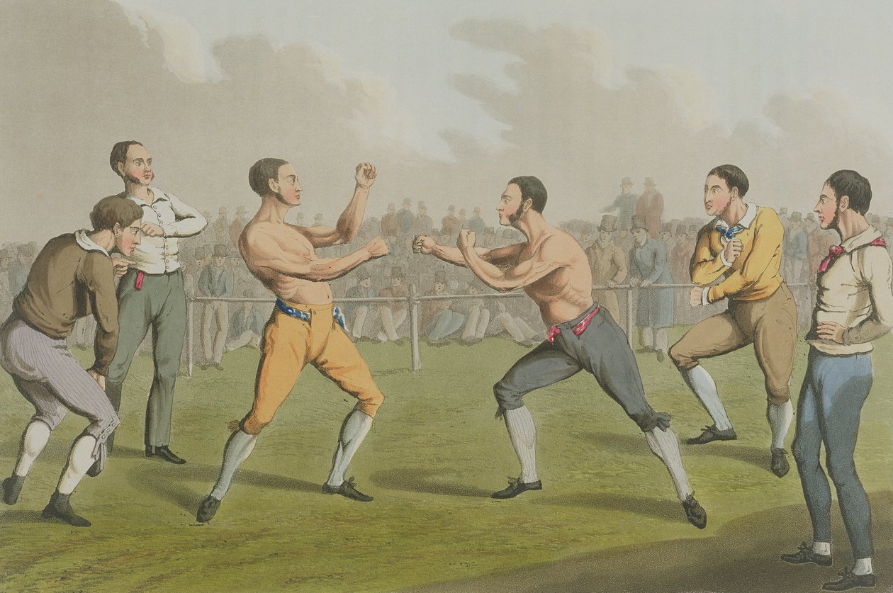 A Prize Fight, akvatinovaný I. Clarkem, hospoda. Thomas McLean, 1820 (akvatinta) od Henry Thomas Alken