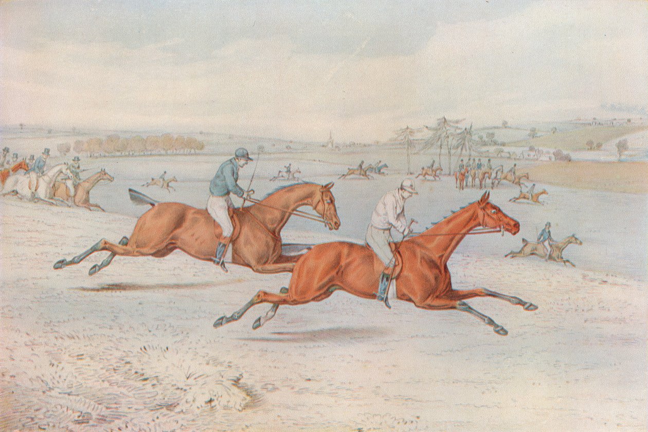 Steeplechase: Začátek. Off they Go – s bílou na výběr, 1827 od Henry Thomas Alken