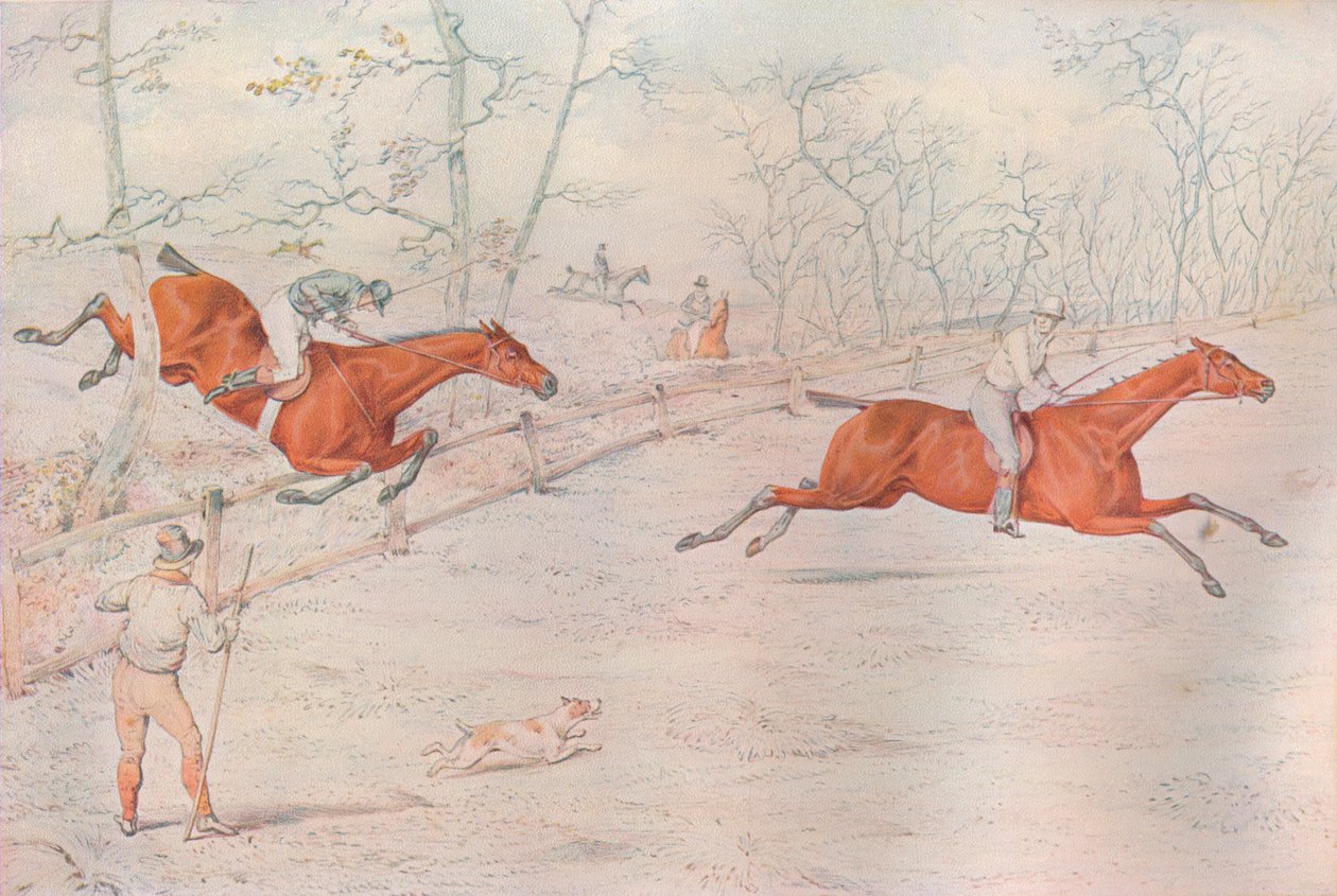 Steeplechase: Krytí silného volského plotu. Dolů za sto!, 1927 od Henry Thomas Alken