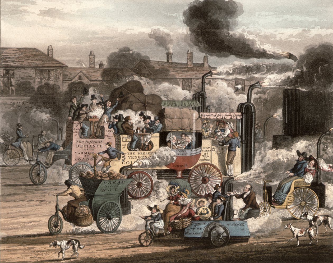 Pohled na Whitechapel Road, z „Progress of Steam, 1828 od Henry Thomas Alken