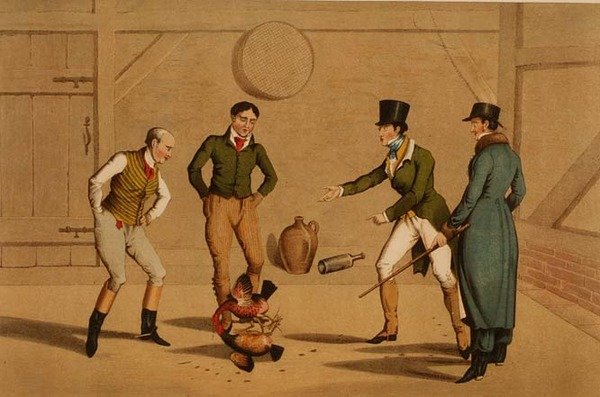 Kohoutí zápasy, akvatinovaný I. Clarkem, hospoda. od Thomase McLeana od Henry Thomas Alken