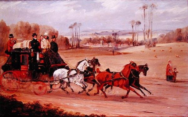 Dover to London Coach (olej na panelu) od Henry Thomas Alken