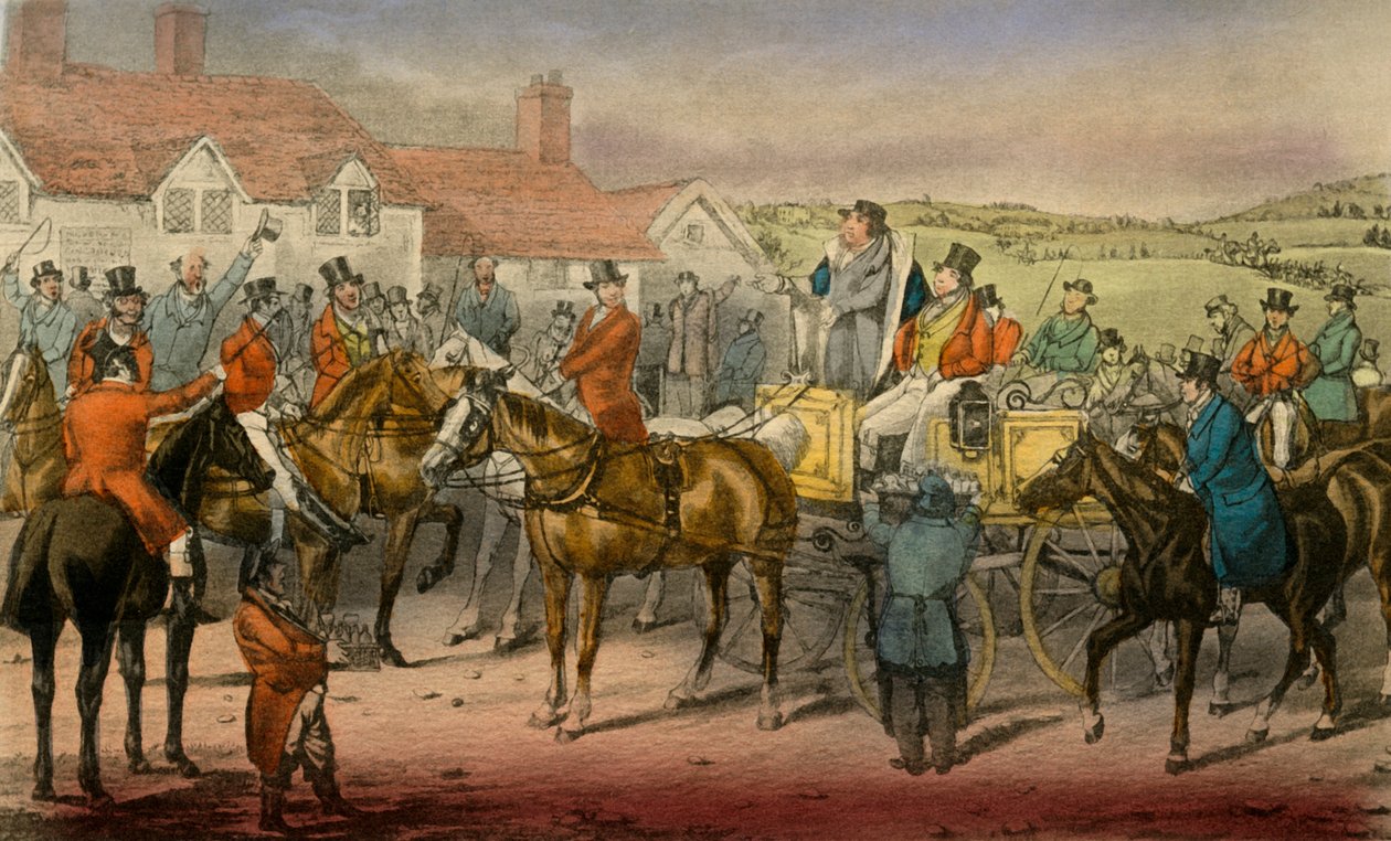 Pan Jorrocks prohlašuje svou neschopnost přihlásit se k odběru Surrey Stag-hounds, 1838 od Henry Thomas Alken