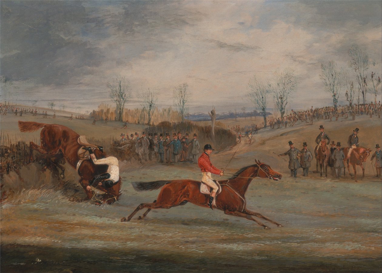 Scény z dostihu na překážkách: Blízko cíle od Henry Thomas Alken