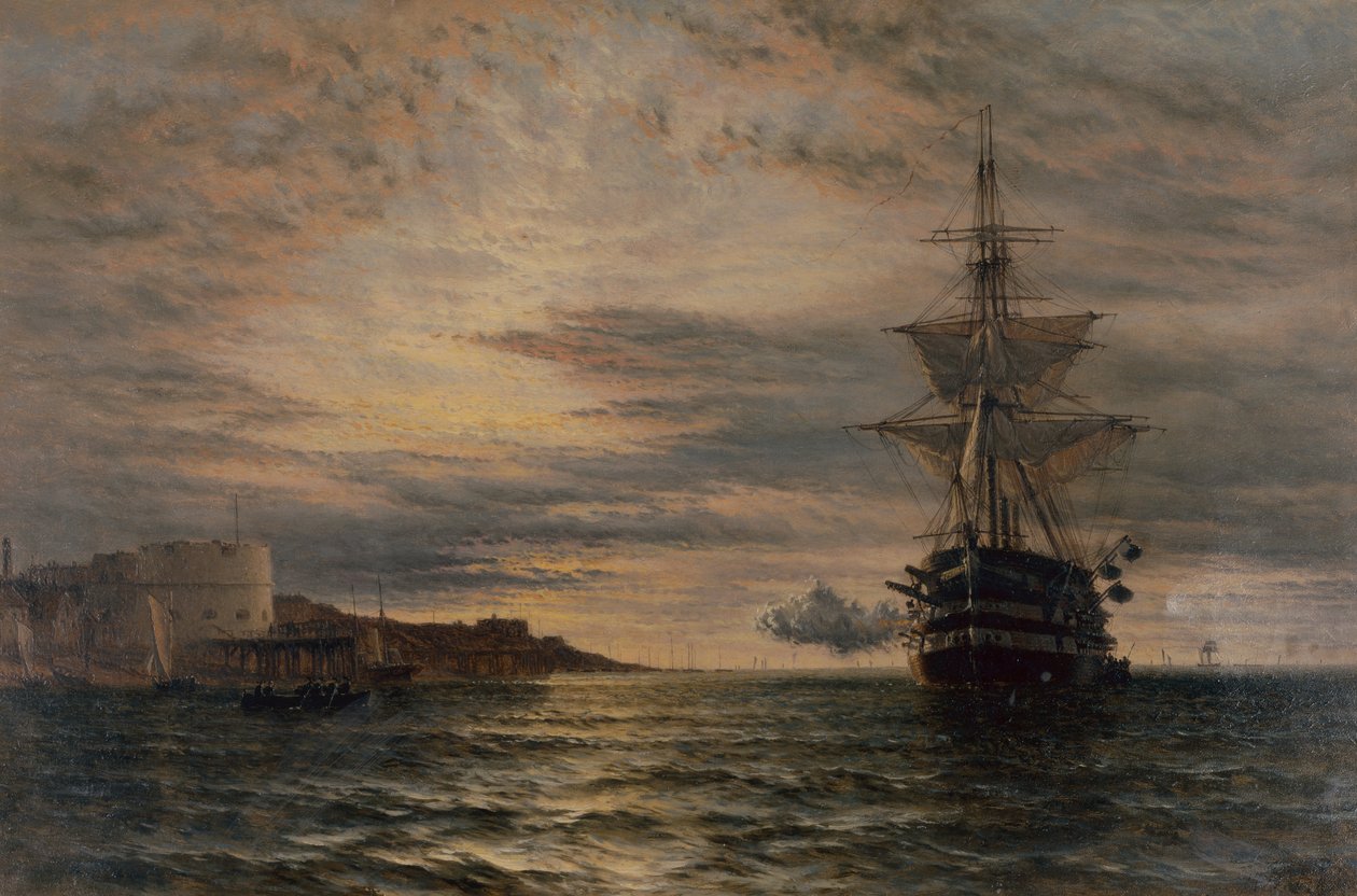 Ranní pozdrav z HMS St Vincent u Portsmouthu (olej) od Henry Thomas Dawson