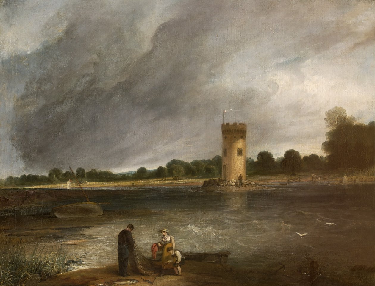 Tabley Lake and Tower, sídlo sira Johna Leicestera, Bt od Henry Thomson