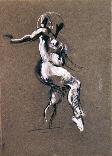 Ženský akt stojící, cca 1900 (křída na papíře) (verze 367144) od Henry Tonks