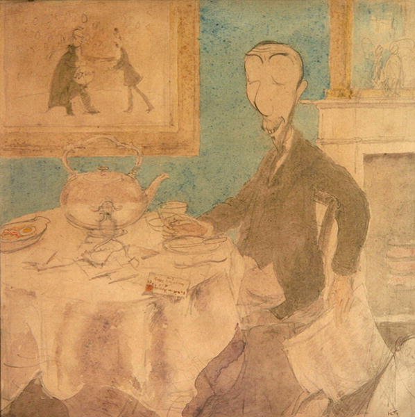 Sir William Ramsay dostává zprávy o Nobelově ceně od Henry Tonks
