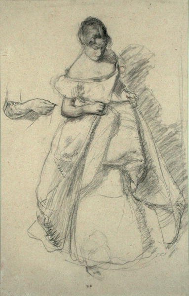 Studie dívky (černá křída s červenou křídou) od Henry Tonks