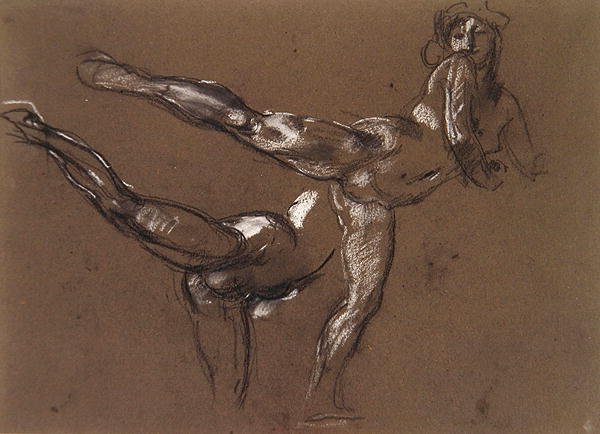 Dvě studie ženského aktu (křída na papíře) od Henry Tonks