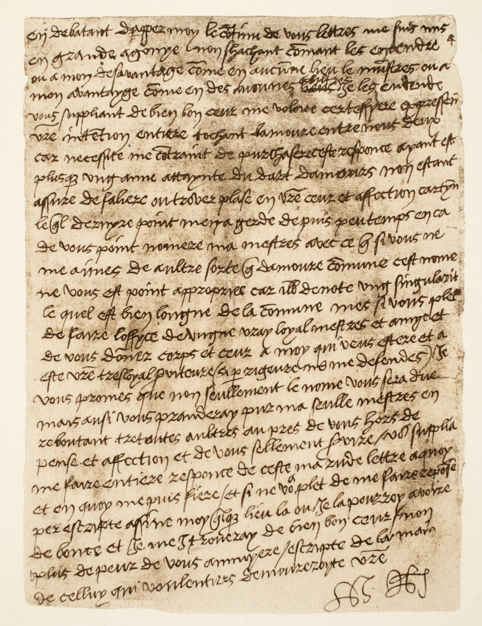 Faksimile dopisu Jindřicha VIII. Anně Boleynové z roku 1527, pub. 1902 (kolotyp) od Henry VIII (after)