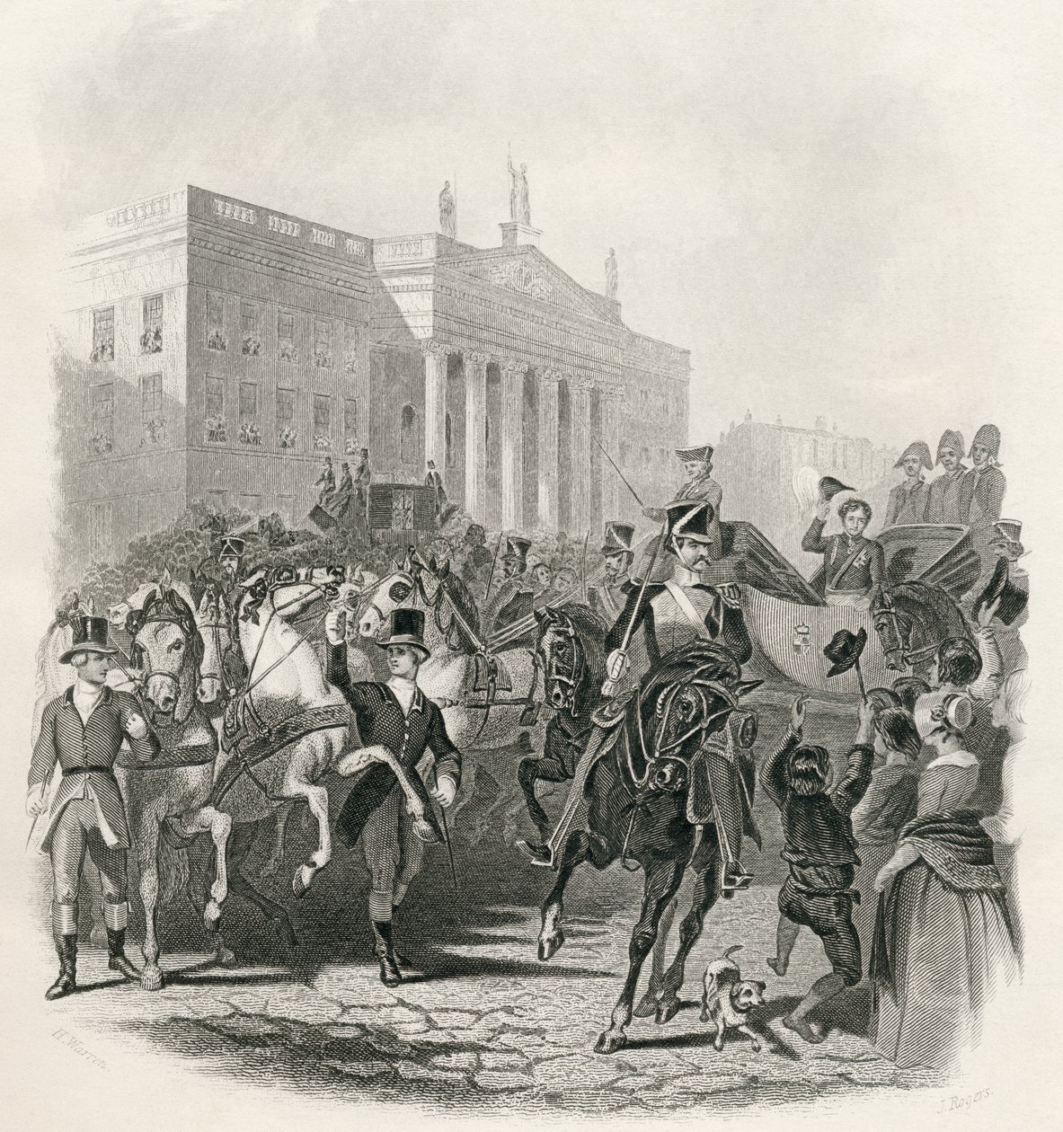 Státní návštěva Jiřího IV. v Irsku, 12. srpna 1821, z „Dějiny Irska“ od Thomase Wrighta, publikované kolem roku 1854 od Henry Warren