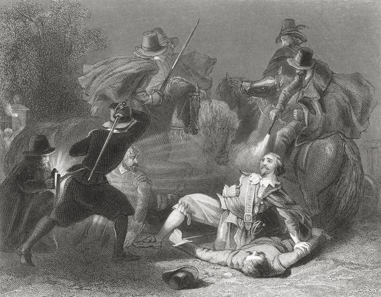 Vražda lorda Kilwardena rebely Roberta Emmeta v Dublinu, Irsko, 1803, z „Dějiny Irska“ od Thomase Wrighta, publikované kolem roku 1854 od Henry Warren