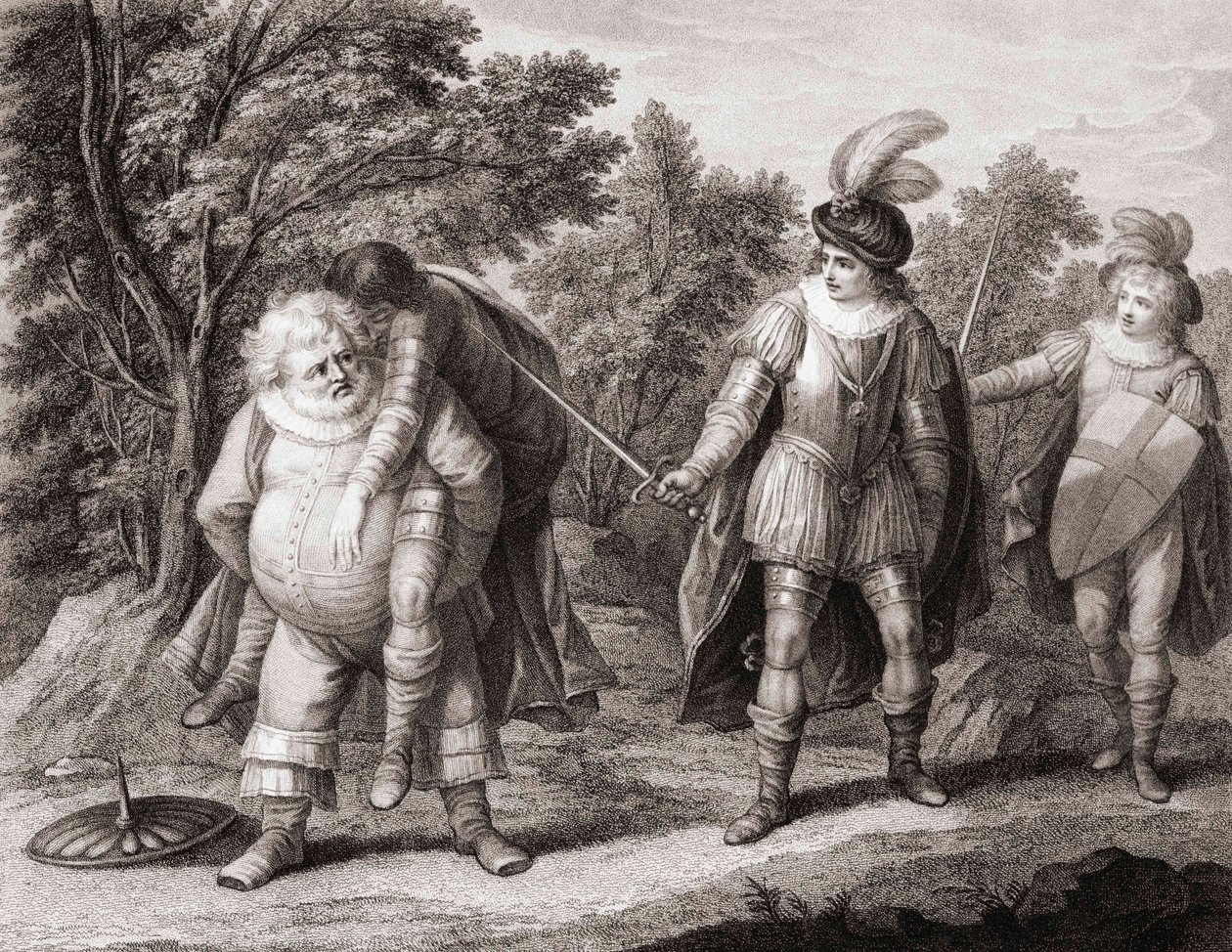 Falstaff s tělem Hotspur na zádech. (tisk) od Henry William (after) Bunbury