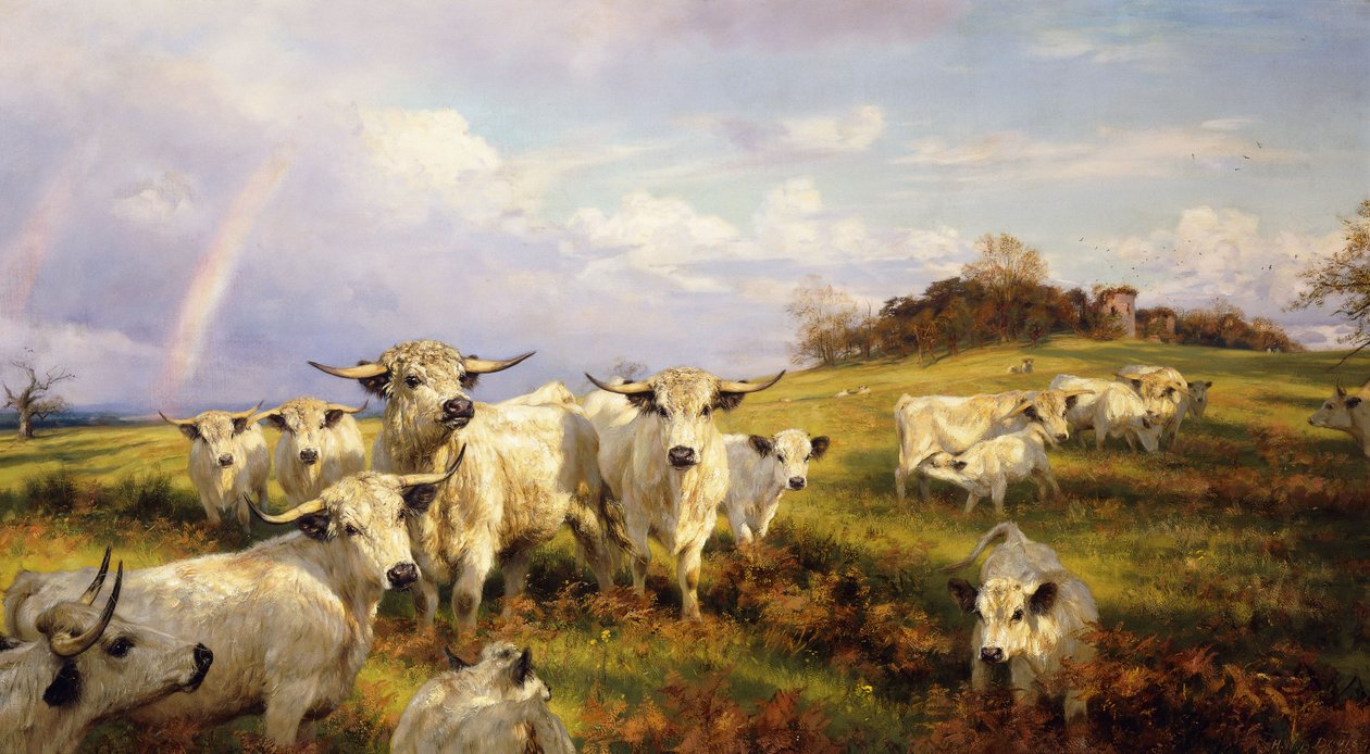 Divoký dobytek z Chartley, Chartley Castle Beyond, 1902 od Henry William Banks Davis