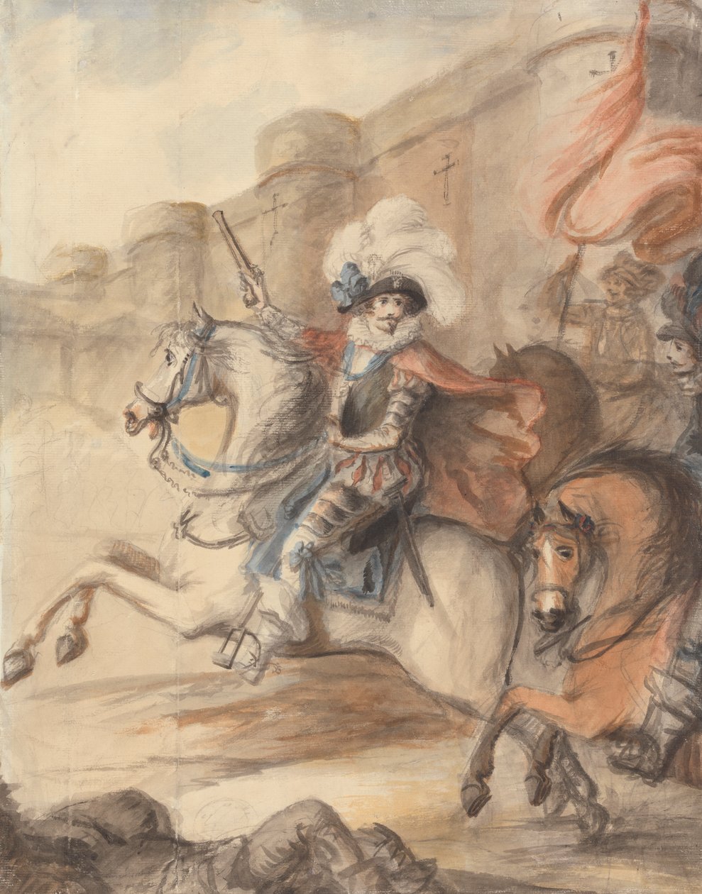 Důstojník kavalérie (Henry IV) vedoucí útok mimo hrad od Henry William Bunbury