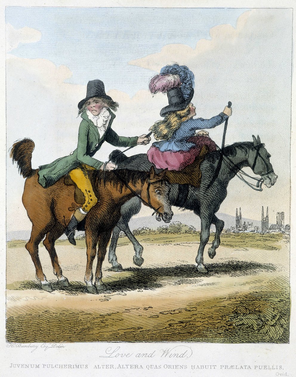Láska a vítr - v "" Karikatury anglaise sur les způsoby jízdy na koni", nemoc. od H. W. Bunbury, ed. John Stockdale od Henry William Bunbury