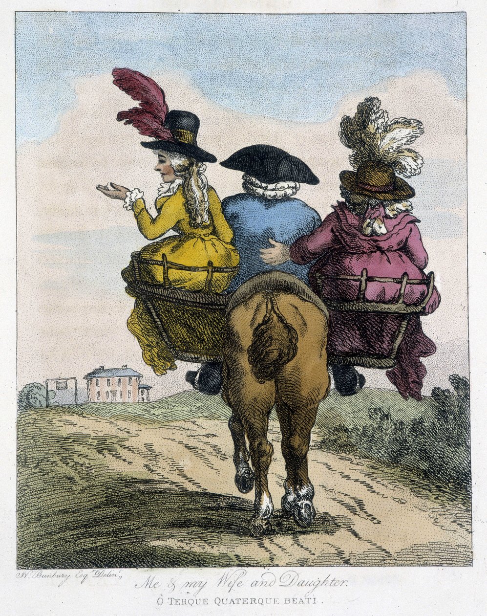 Já s manželkou a dcerou - v „“anglických karikaturách o způsobech jízdy na koni“, nemocný. od H. W. Bunbury, ed. John Stockdale od Henry William Bunbury