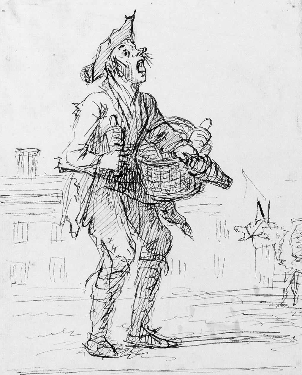 Studie pouličního křiklouna s oslem od Henry William Bunbury