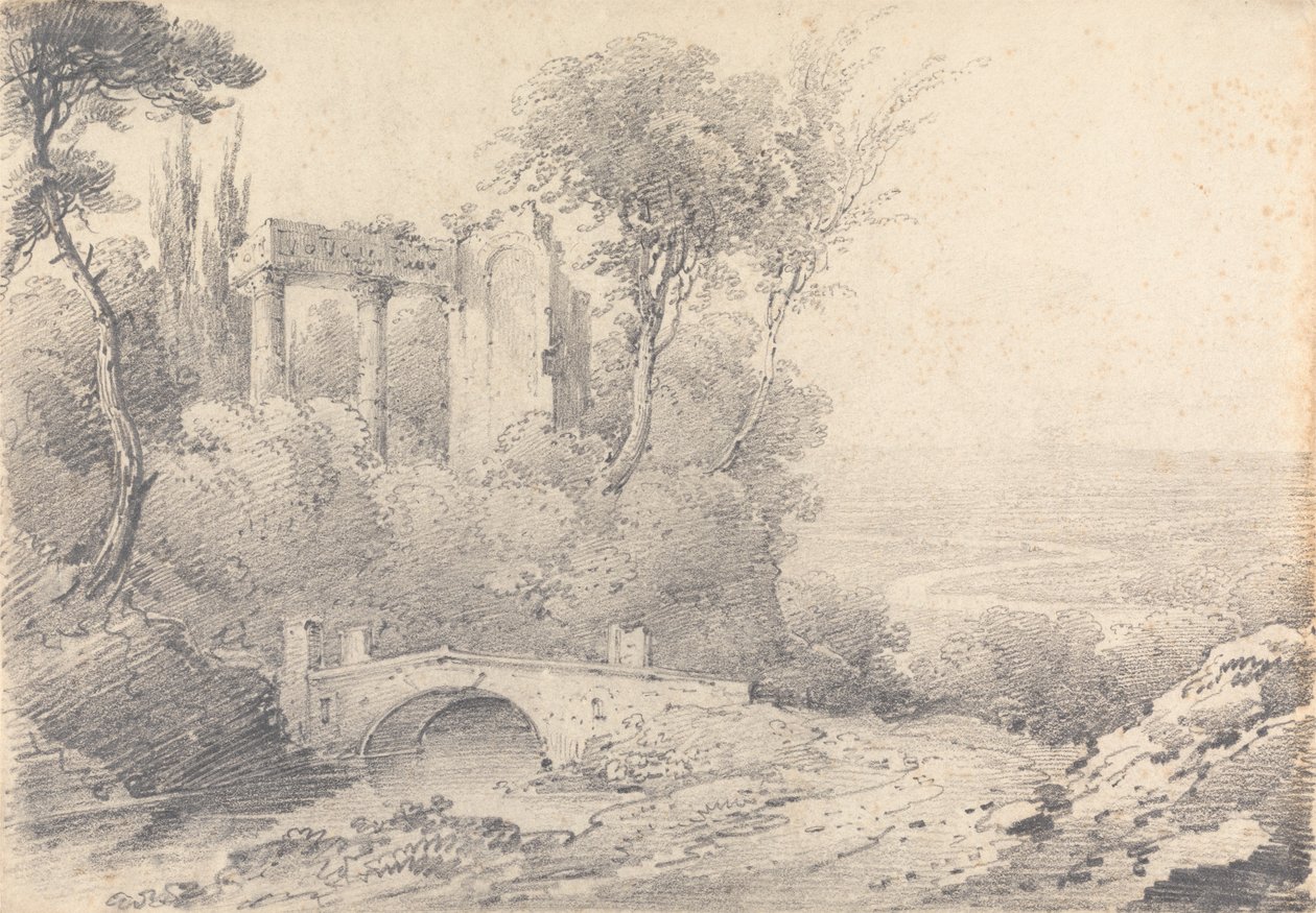Krajina s ruinami a mostem od Henry William Burgess